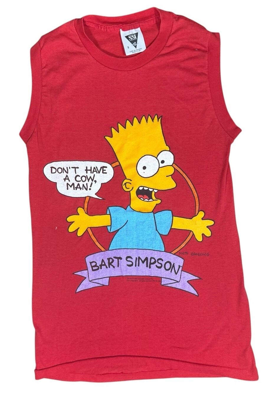 Vintage Bart Simpson Tank Top Shirt 1990 Don’t Have A Cow USA SSI Simpsons S